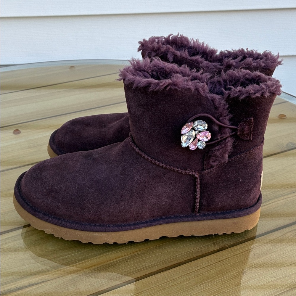 UGG Purple Winter Boots with Jewel Accent